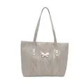 Silver wrinkled tote bag with metallic butterfly detail and slim shoulder straps - Silver