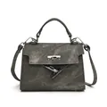 Borsa Kelly in denim grigio scuro con finiture argentate e tracolla regolabile - Nero