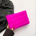 Hot pink quilted cosmetic bag with cloud stitching and a golden metallic zipper - Rose Red