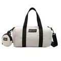 Bolso Boston blanco de nailon con correa negra y monedero redondo a juego para el día a día - Blanco