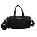 Bolso Boston de nailon negro con asas dobles y pequeño monedero redondo desmontable - Negro