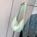 Mint green hobo bag with trendy bubble texture and minimalist pleated surface design - Green