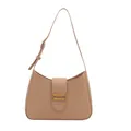 Elegante bolso de media luna rosa nude con hebilla dorada y correa ajustable - Caqui