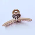Beige acrylic shark hair claw clip with dark heart metallic accent for thick hair - Light Khaki