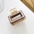 Rectangle striped amber hair claw clip with cream frame for women daily accessories - Amber Cream Black (F)