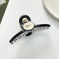Große 11cm Haarklammer mit rundem Barrette La France Schriftzug in edlem Design - Schwarz