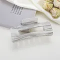 Dettaglio della molletta per capelli quadrata in acetato con motivo marmorizzato grigio - Grigio a Righe / 10.5cm