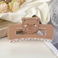 Pinza de pelo grande de acrílico color caqui con diseño de oso lindo para mujeres - Camel