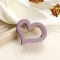 Detail of matte purple heart hair claw clip on silk fabric with floral decor - Light Purple 7cm