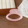 Détail macro d'une pince à cheveux rose translucide avec ressort en métal argenté - Rose