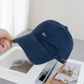 Detailed embroidery of white Art lettering and EST 1988 on a navy cotton baseball cap - Adjustable / Navy Blue