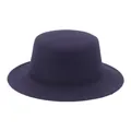 Classic deep purple wool felt flat top wide brim hat with a minimalist vintage design - One Size / Navy Blue