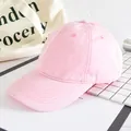 Classic washed pink cotton baseball cap with curved brim and breathable eyelets - Adjustable / Pink
