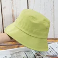 Détail du bob en coton vert néon montrant les coutures et les œillets métalliques - Réglable / Vert Avocat
