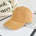 Klassische khakifarbene Baumwoll-Baseballkappe im Vintage-Stil mit gebogener Krempe - Verstellbar / Gelb