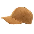 Berretto da baseball classico in velluto a coste marrone con visiera curva e top morbido - Regolabile / Cachi
