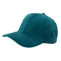 Vista dettagliata della trama in velluto a coste blu pavone su un cappellino da baseball - Regolabile / Verde
