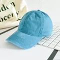 Vintage gewaschene dunkelblaue Baumwoll-Baseballkappe mit gebogenem Schirm und Versteller - Verstellbar / Blau