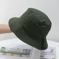 Close-up of quick-dry green bucket hat with adjustable black drawstring and reinforced brim - M / Army Green