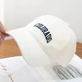 Detail of Colorado embroidery on cream brushed cotton baseball cap with curved brim - Off White