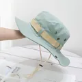 Detail of mint green hiking sun hat with side air vents and adjustable chin strap - M (56-58cm) / Light Green