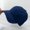 Detail shot of navy blue baseball cap showing six-panel crown and reinforced stitching - Adjustable / Navy Blue