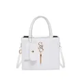 White quilted faux leather crossbody bag with golden SS logo and small pouch pendant - White