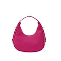 Mini rose red crocodile embossed felt handbag with gold hardware in half-moon shape - Rose Red