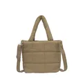 Gesteppte Tragetasche aus Nylon in Khaki mit gepolsterten Tragegriffen und Gurt - Khaki
