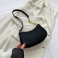 Chic black chevron quilted shoulder bag with gold chain strap for women - Black With Coin