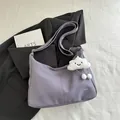 Minimalist light purple hobo bag with a cute white cloud plush charm for women - With Pendant / Purple