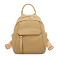 Mini zaino marrone chiaro con trama in pelle martellata e spallacci in nylon regolabili - Giallo