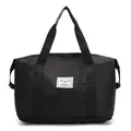 Black large capacity travel bag with waterproof nylon fabric and trolley sleeve - Black