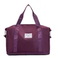 Large dark purple travel bag with shoe compartment and luggage sleeve for fitness - Deep purple