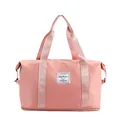 Pink large capacity travel bag with dry wet separation and shoe compartment for fitness - Pink
