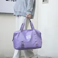 Large purple travel bag with shoe compartment and dry wet separation in waterproof nylon - Light Purple