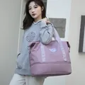 Lavender large capacity travel bag with dry-wet separation and trolley sleeve - Lotus root pink