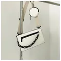 White minimalist crossbody square bag with a round mini coin purse and black chain detail - Off White