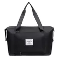 Large black nylon travel bag with waterproof coating and bottom expansion layer - Black