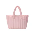 Stijlvolle roze gewatteerde shopper met verticale strepen en zachte handvatten - Roze