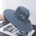 Detail of breathable mesh and adjustable windproof rope on dark grey outdoor sun hat - M(56-58cm) / Gray