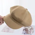 Detailed close-up of khaki newsboy cap showing fine woven texture and reinforced brim - Adjustable / Khaki
