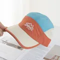 Detail of color-block camp cap with mountain embroidery and quick-dry fabric texture - Adjustable / Orange