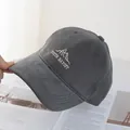 Detail of dark gray corduroy baseball cap featuring white embroidered Youth Day Off text - Dark Gray
