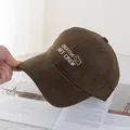 Detail of dark brown baseball cap with creative white embroidery and bear pattern - Regular (54-59CM) / Coffee