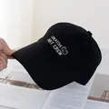 Detail of black cotton baseball cap with white bear embroidery and creative art crew text - Regular (54-59CM) / Black