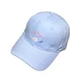 Berretto da baseball in cotone azzurro con ricamo gatto e pesce rosa per donna - Taglia Unica(Regolabile) / Blu