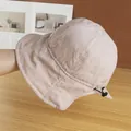 Detail of adjustable black drawstring and buckle on breathable light pink sun hat - Adjustable / Pink
