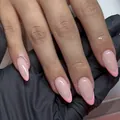 French almond press-on nails with nude base and vibrant pink tips in a glossy finish - Sgl408 (without Tools)