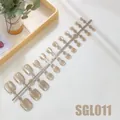 Champagne gold cat-eye press-on toenails set with shimmering finish on white background - Champagne Gold Shimmer Style (SGL011)